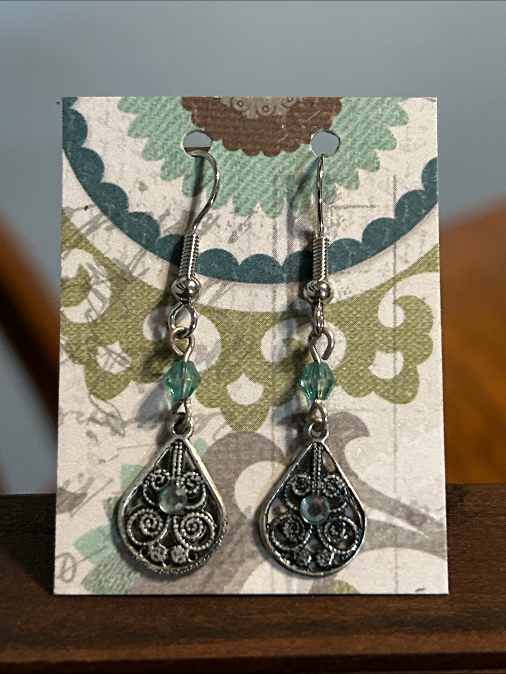 Silver Teardrop Filigree Earrings